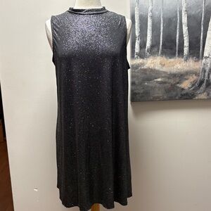 Shimmering Black Sleeveless Mini Dress